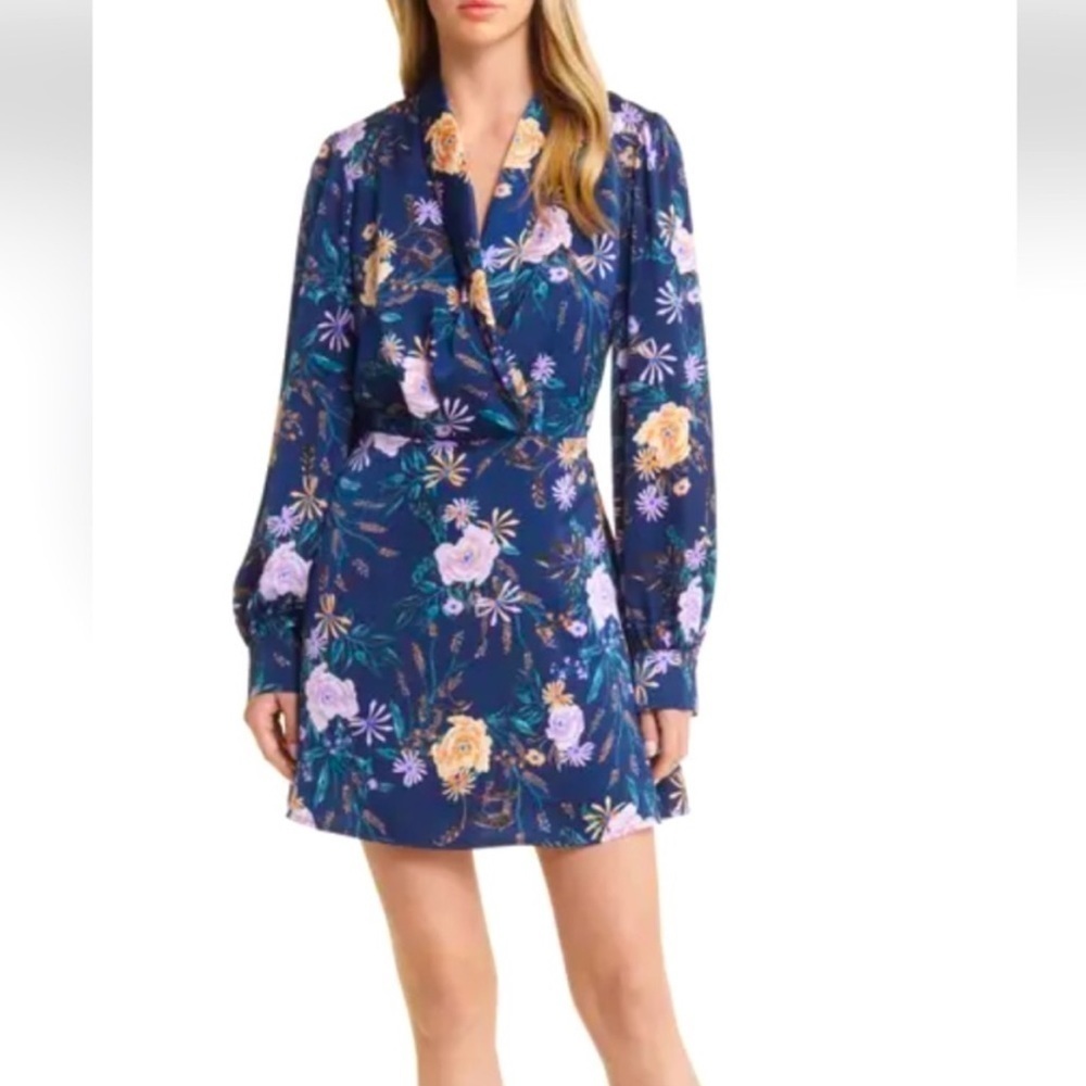 Lost + Wander Eva Floral Long Sleeve Mini Dress Size M